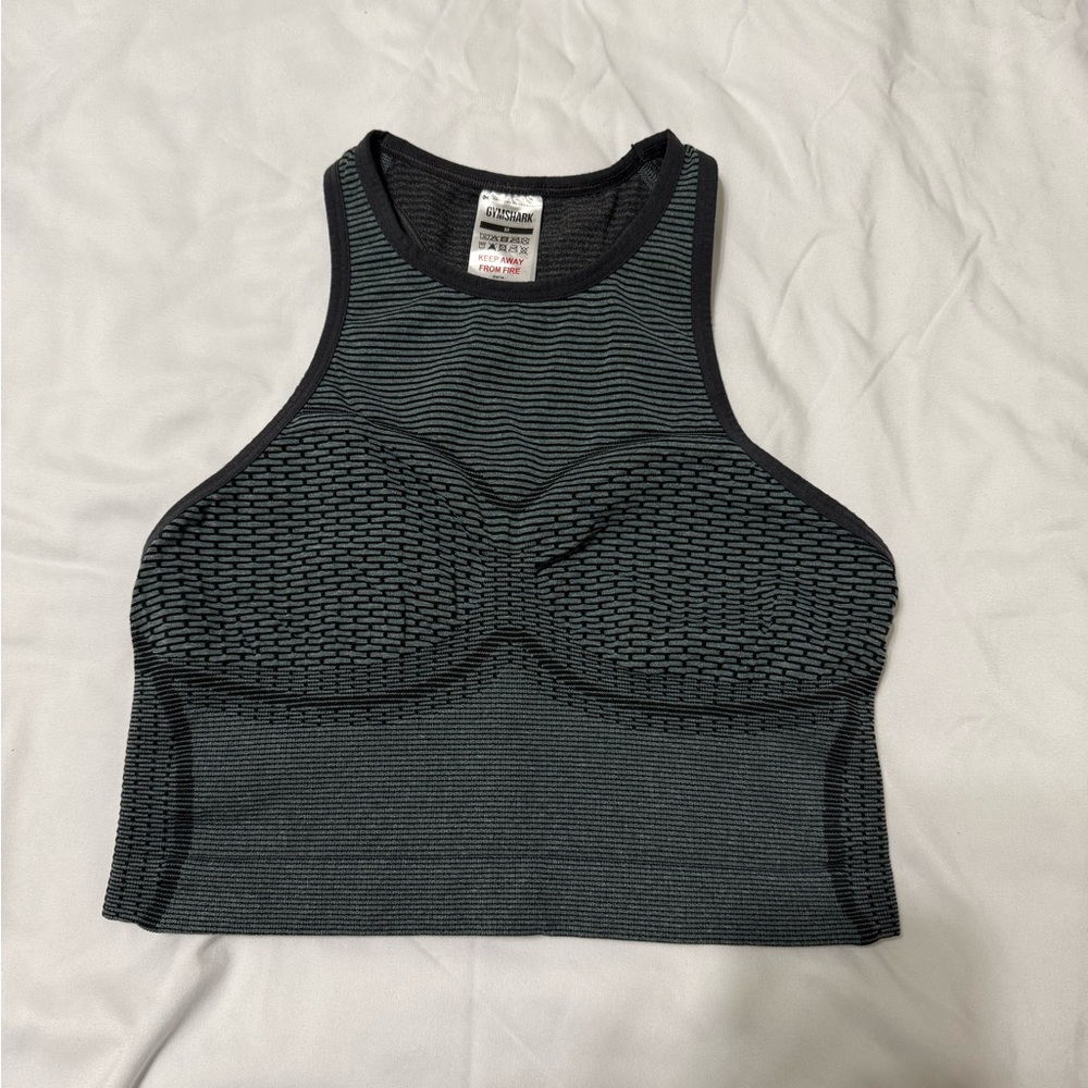 Gymshark Black and Gray High-Neck Sports Bra